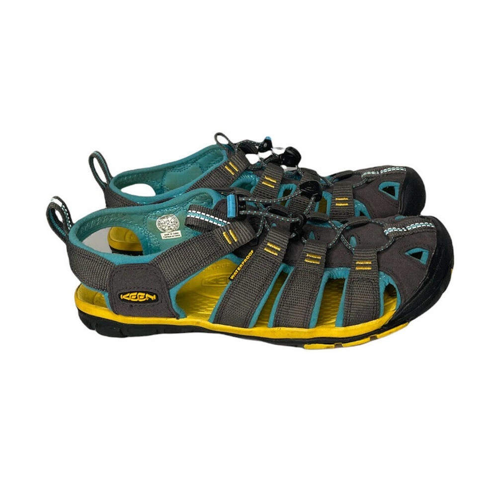 KEEN Womens Clearwater CNX Waterproof Hiking Shoes Grey Turquoise 1010996 Size 7